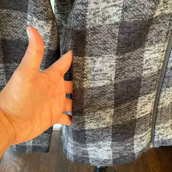 Calvin Klein Women's XS Gingham Black Gray Checker Fleece Zip Up LS Jacket - Picture 10 of 16